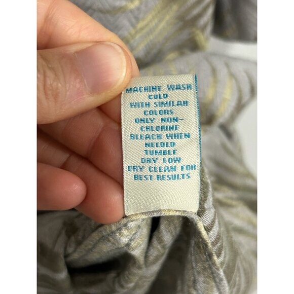 Caribbean Silk Blend Leaf Button Front Shirt Sz 2XB Gray Green Tropical Beach - Picture 8 of 10